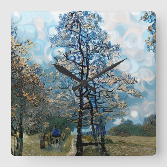 FIR TRÄD FYRKANTIG KLOCKA (Framsida)