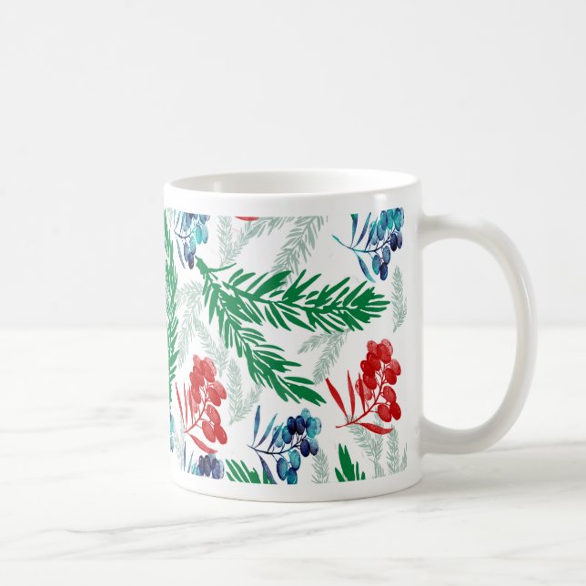 Fir Träd Grenar med Berries Kaffemugg (Höger)