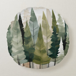 Fir Träd Grönt Neutralt Rund Kudde