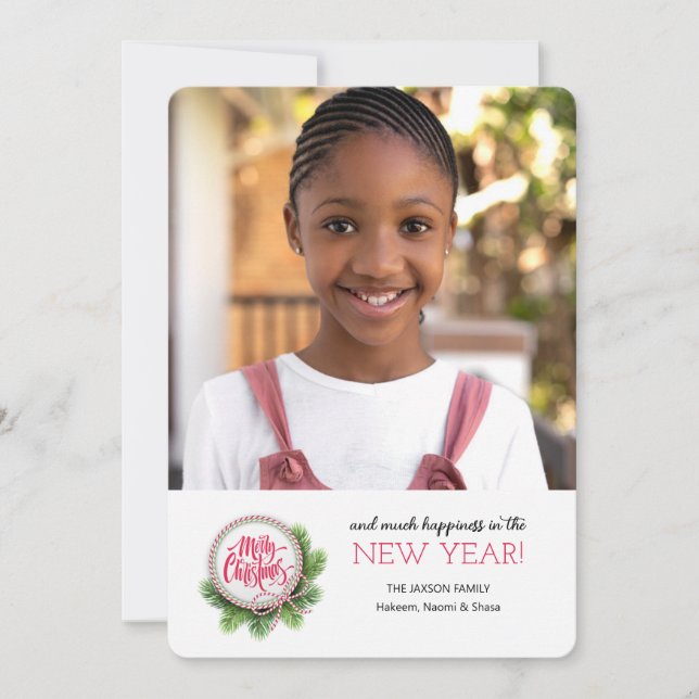 Fir Träd Hälsning-fotokort för Helgdag Julkort (Framsida)