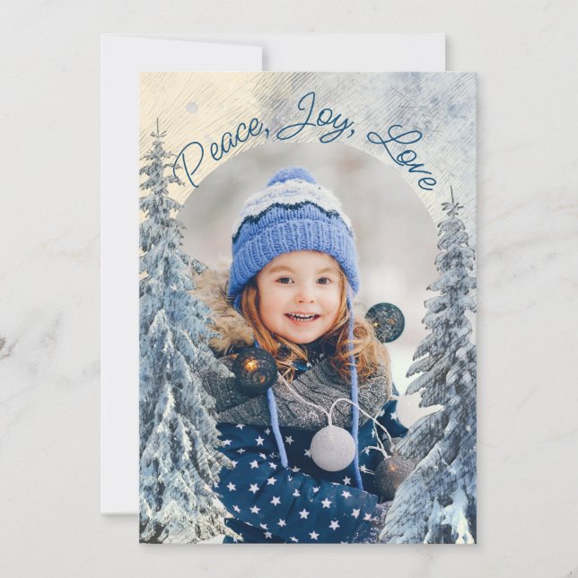 Fir Träd och Snö med Arch 2 Photo jul Julkort (Framsida)