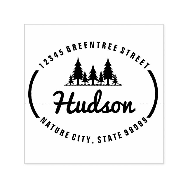 Fir Träd Oval Design ID304 Självfärgande Stämpel (Design)