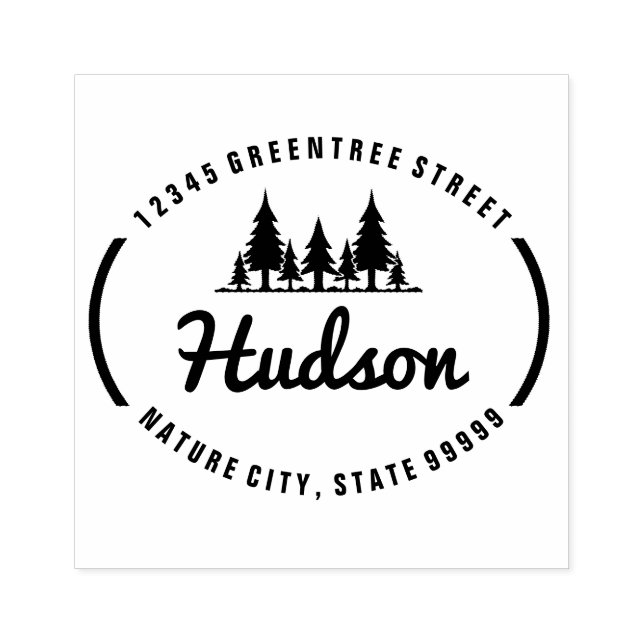 Fir Träd Oval Design ID304 Stämpel (Tryck)