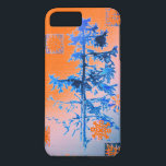 Fir Träd & Snöflingor Orange<br><div class="desc">En ritpenna och bläck-skiss av ett gammalt fir träd och lite snöflingor. Du kan ändra färg i bakgrunden om du trycker på knappen "anpassa". Av Alexandra Cook alias Linandara.</div>