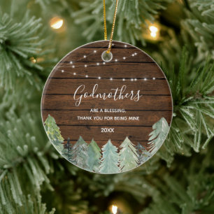Fir Träd Winter Forest Woodland Godföräldrar Julgransprydnad Keramik