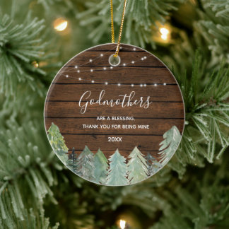 Fir Träd Winter Forest Woodland Godföräldrar Julgransprydnad Keramik