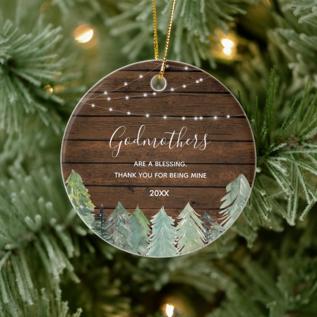 Fir Träd Winter Forest Woodland Godföräldrar Julgransprydnad Keramik (Träd)