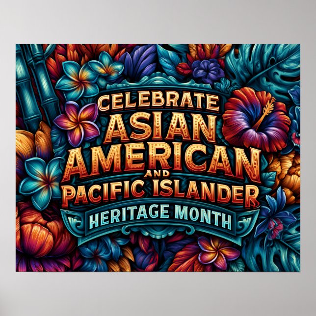 Fira AAPI-kulturmånaden Tropisk lövverk Poster (Framsidan)