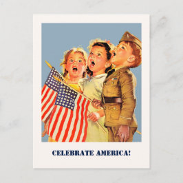 Fira Amerika, 4 juli Vintage konst Vykort
