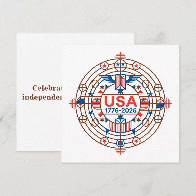 Fira Amerikas 250-årsdag Julkort (Fram/baksida)