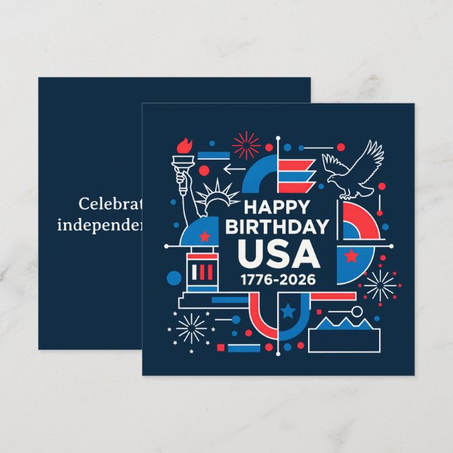 Fira Amerikas 250-årsjubileum Julkort (Fram/baksida)
