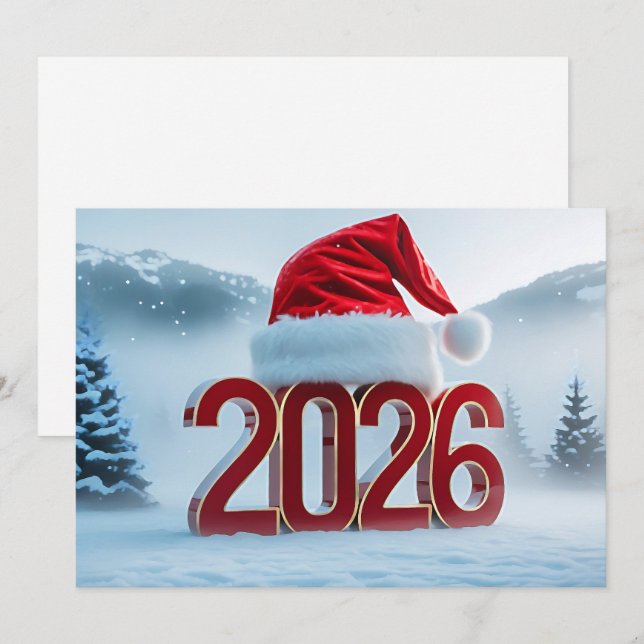 Fira ankomsten av 2026 med festlig vinter julkort (Fram/baksida)
