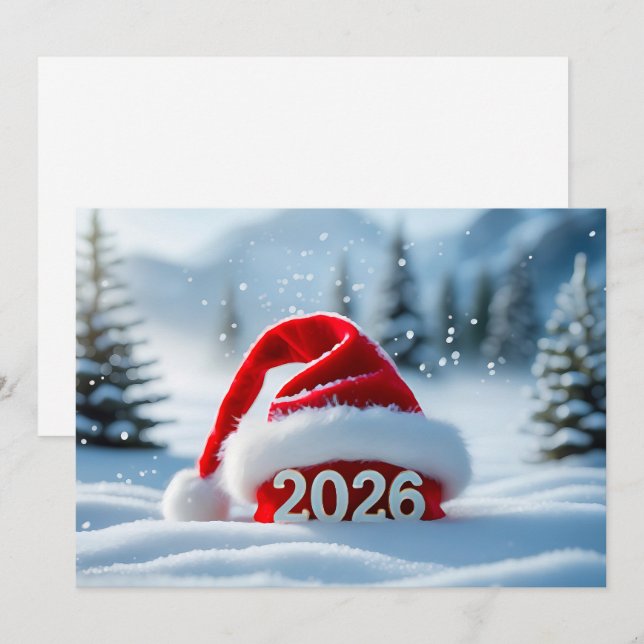 Fira ankomsten av 2026 med festlig vinter julkort (Fram/baksida)