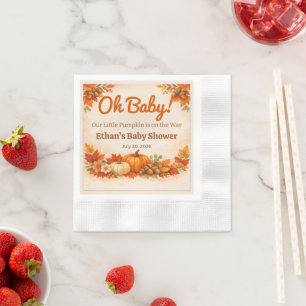 Fira baby shower med rustika höstpumpor pappersservett