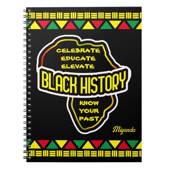 Fira Black History med Afrika Karta på BLACK Anteckningsbok (Framsidan)