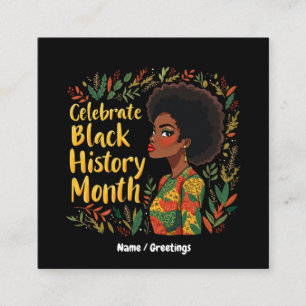 Fira Black History Month Hedra afroamerikaner Fyrkantigt Visitkort