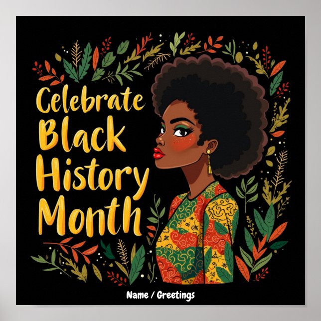 Fira Black History Month Hedra afroamerikaner Poster (Framsidan)