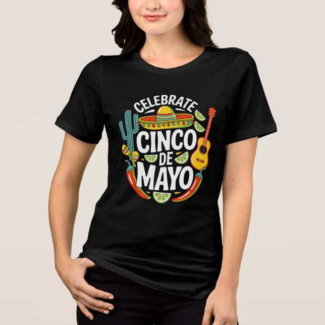 Fira Cinco De Mayo Retro Fiesta T-Shirt (Framsida)