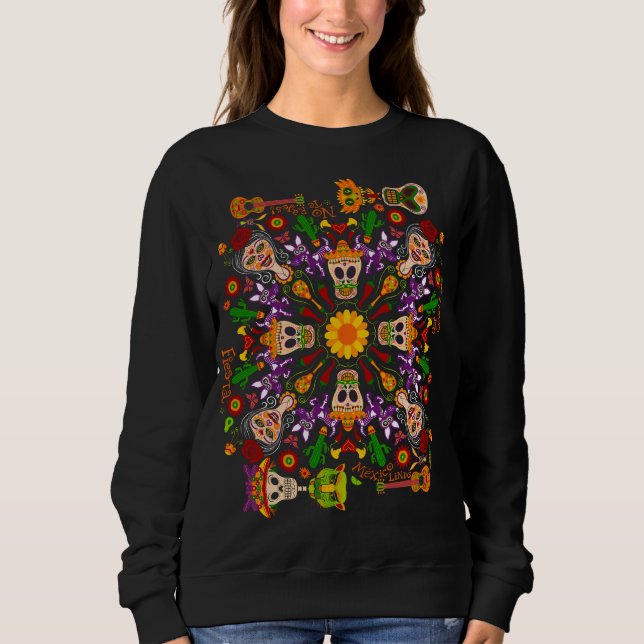 Fira Day of the dead i Mexikanska stil T Shirt (Framsida)