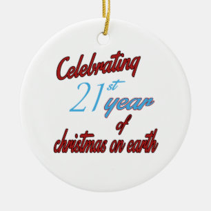 Fira det 21st året av jul på jord julgransprydnad keramik