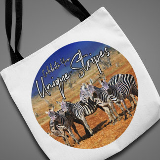 "Fira din unika Rand" Zebra Art Tygkasse