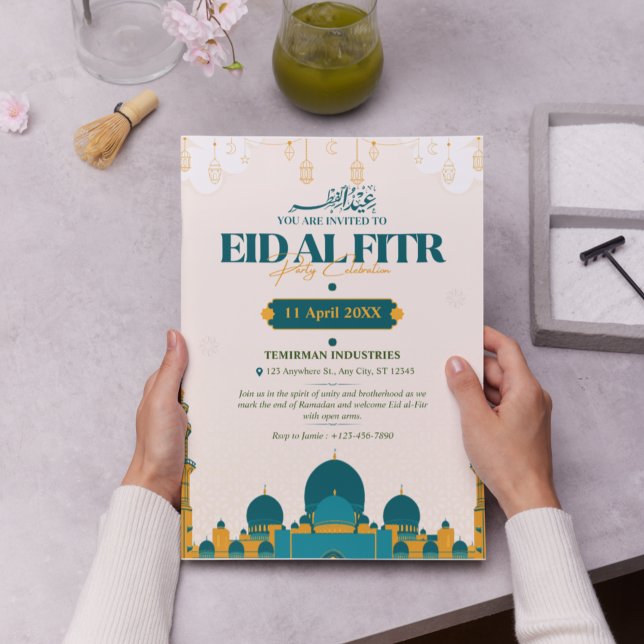 Fira Eid med stil! Modern illustrativ Eid Inbjudningar (Ramadan Iftar Party,

Brown Illustration,

Hand-Drawn,

Community Gathering,

Islamic Holiday,

)