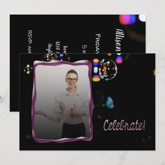 Fira en befordran eller valfri händelse inbjudningar (Fram/baksida)