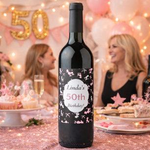 Fira en födelsedagsjubileum 50-års Poodle-tema Vinflaska Etikett