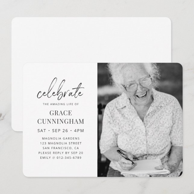 Fira Fantastisk moderna foto Inbjudningar (Fram/baksida)