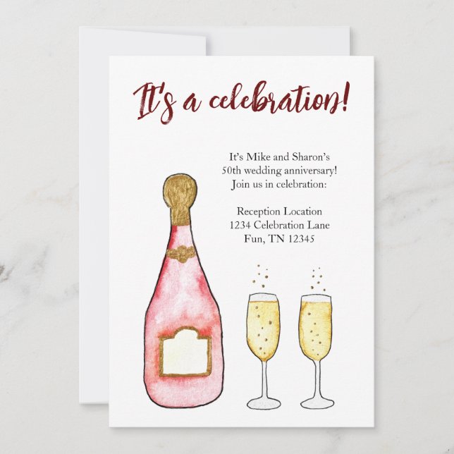 fira födelsedag årsdag champagneInbjudan Inbjudningar (Framsida)