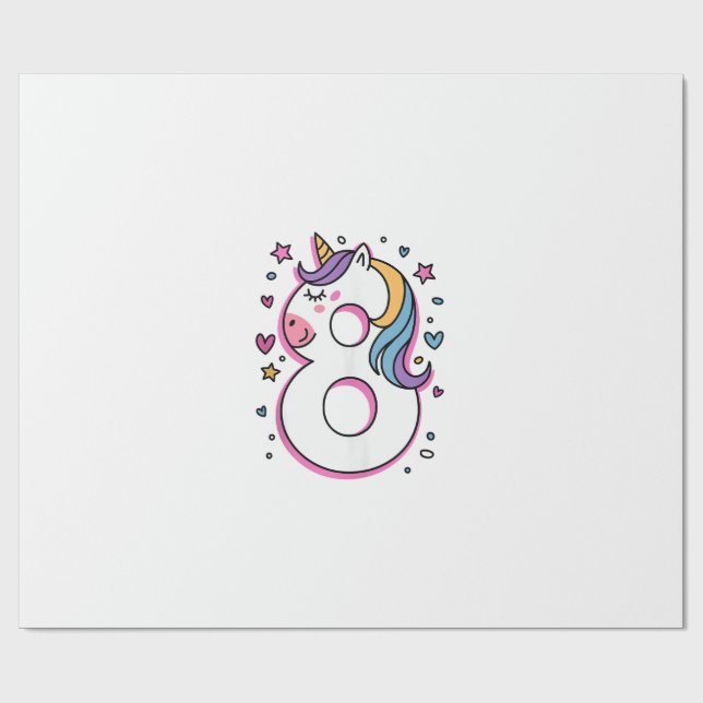 Fira Glad 8 Års Födelsedagsfest För Tjej Presentpapper (Platt)