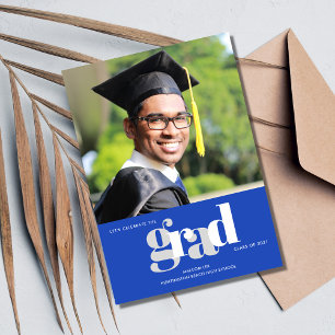 Fira Grad Blue Photo Party-meddelandet Meddelande