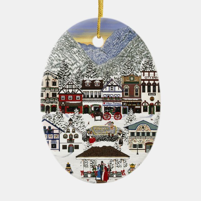 Fira helgdagar i Leavenworth Julgransprydnad Keramik (Framsidan)