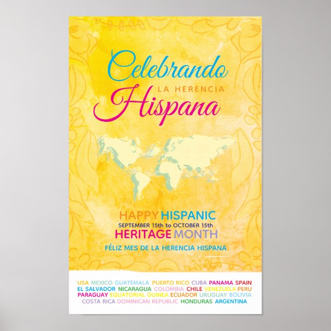 Fira Hispaniskt Arv Poster (Framsidan)