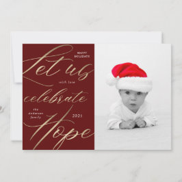 fira hopp guldskrift högtidlig fotokort julkort