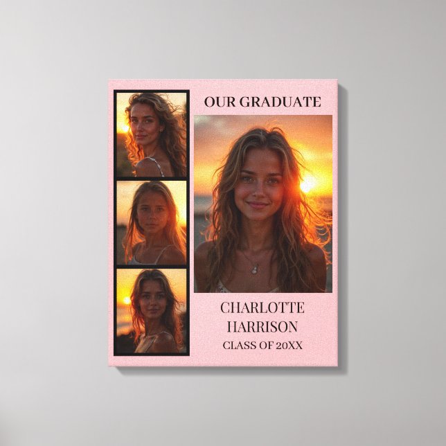 Fira i Stil med Studenten 4-foto Collage Canvastryck (Framsida)