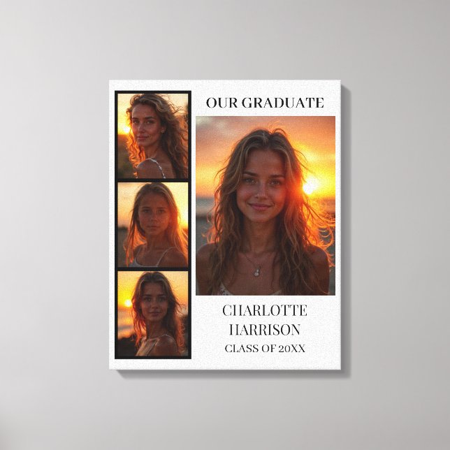 Fira i Stil med Studenten 4-foto Collage Canvastryck (Framsida)