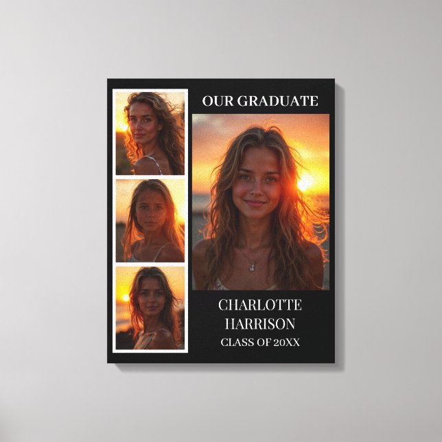 Fira i Stil med Studenten 4-foto Collage Canvastryck (Framsida)