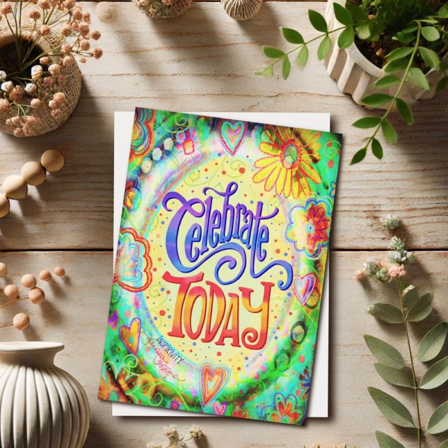 Fira Idag Vacker Blommig Trendig Gul Kort (Skapare uppladdad)