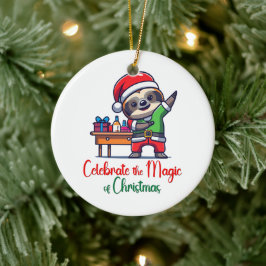Fira jultomtens magi julgransprydnad keramik