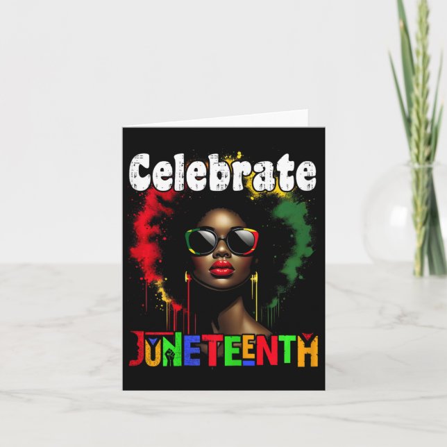 Fira Juneteenth Tröja Kvinnor Afrikansk Svart Hist Kort (Framsida)