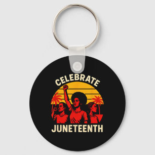 Fira Juneteenth Vintage Kvinnor Svart Historia Nyckelring