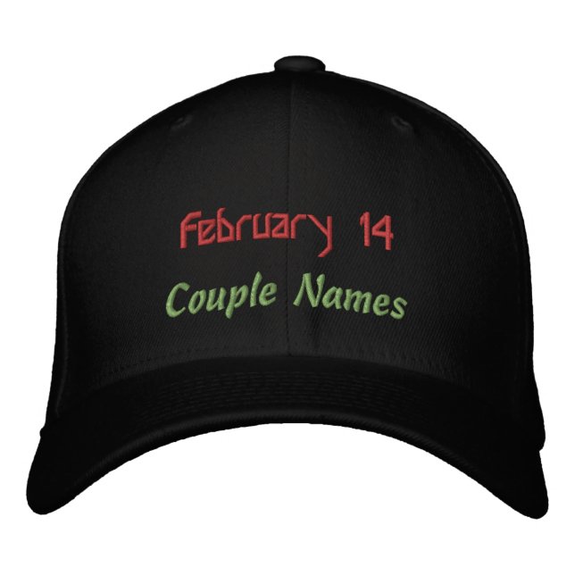Fira Kärlek 14 Februari Romantiskt Par Namn Broderad Keps (Framsida)