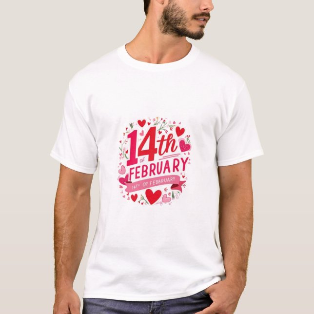 Fira Kärlek med symboler för den 14 februari T Shirt (Framsida)