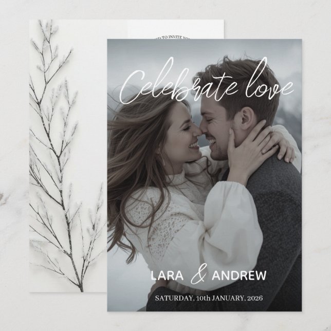 Fira Kärlek Personlig Simple Modern bröllop Inbjudningar (Fram/baksida)