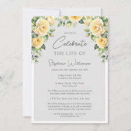 Fira livstiden för 4 Photo Gul ros begraver Inbjudningar