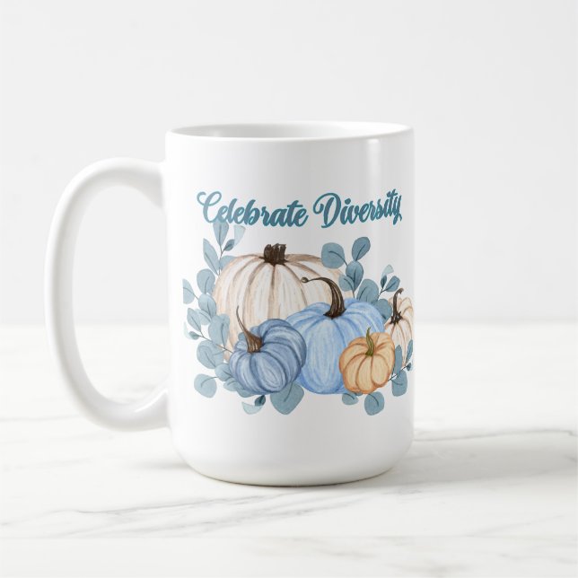 Fira mångfalds pumpa  kaffemugg (Vänster)