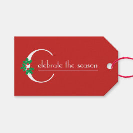 Fira märkrn för säsongsgåva och vita gåvor presentetikett