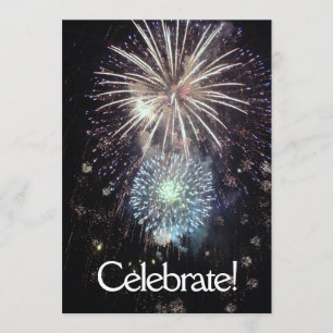 Fira med Fireworks - Platt inbjudningskort