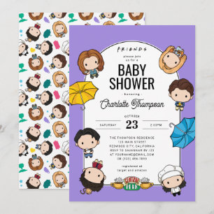 Fira med FRIENDS! Chibi Art Baby Shower Inbjudningar